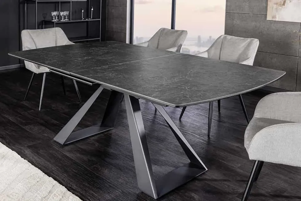 Ausziehbarer Esstisch CONCORD 180-230cm graphit grau Keramik schwarz Metall