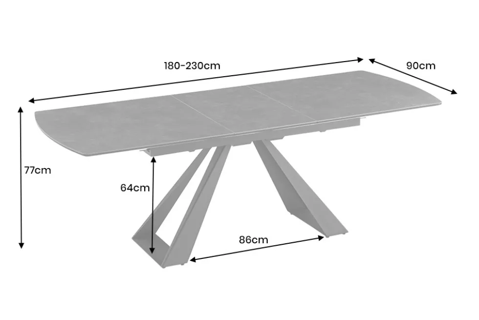 Ausziehbarer Esstisch CONCORD 180-230cm graphit grau Keramik schwarz Metall