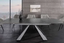 Ausziehbarer Esstisch CONCORD 180-230cm graphit grau Keramik schwarz Metall