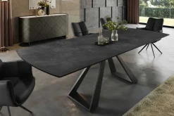 Ausziehbarer Esstisch CONCORD 180-230cm graphit grau Keramik schwarz Metall
