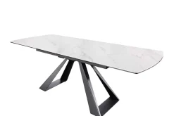 Ausziehbarer Esstisch CONCORD 180-230cm weiß Keramik schwarz Metall