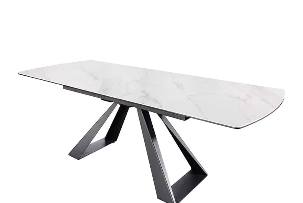 Ausziehbarer Esstisch CONCORD 180-230cm weiß Keramik schwarz Metall
