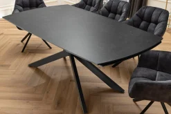 Ausziehbarer Esstisch COSMOS 160-240cm anthrazit Keramik schwarzes Metallgestell