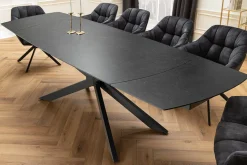 Ausziehbarer Esstisch COSMOS 160-240cm anthrazit Keramik schwarzes Metallgestell