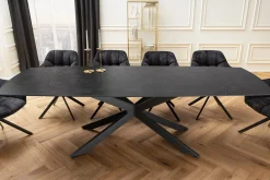 Ausziehbarer Esstisch COSMOS 160-240cm anthrazit Keramik schwarzes Metallgestell
