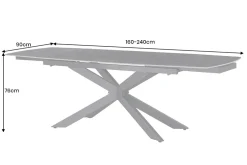 Ausziehbarer Esstisch COSMOS 160-240cm anthrazit Keramik schwarzes Metallgestell