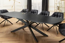 Ausziehbarer Esstisch COSMOS 160-240cm anthrazit Keramik schwarzes Metallgestell