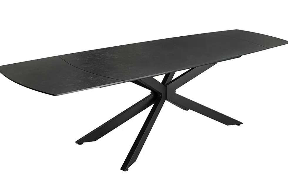 Ausziehbarer Esstisch COSMOS 160-240cm anthrazit Keramik schwarzes Metallgestell