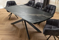 Ausziehbarer Esstisch COSMOS 160-240cm Aurora Oro schwarz gold sand Keramik Metallgestell