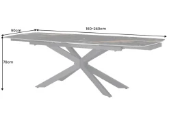 Ausziehbarer Esstisch COSMOS 160-240cm Aurora Oro schwarz gold sand Keramik Metallgestell