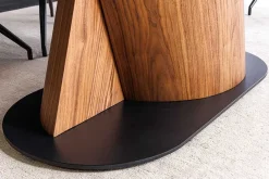 Ausziehbarer Esstisch ELEMENTS 180-260cm taupe grau spanische Keramik Walnuss Gestell