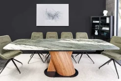 Ausziehbarer Esstisch ELEMENTS 180-260cm taupe grau spanische Keramik Walnuss Gestell