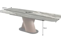 Ausziehbarer Esstisch ELEMENTS 180-260cm taupe grau spanische Keramik Walnuss Gestell