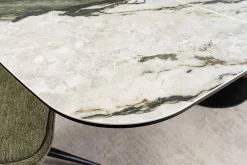 Ausziehbarer Esstisch ELEMENTS 180-260cm taupe grau spanische Keramik Walnuss Gestell
