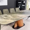 Ausziehbarer Esstisch ELEMENTS 180-260cm taupe beige spanischer Keramik Walnuss Gestell