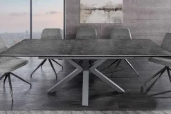 Ausziehbarer Esstisch ETERNITY 160-200cm graphit grau Keramik schwarz Metall