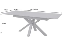 Ausziehbarer Esstisch ETERNITY 160-200cm graphit grau Keramik schwarz Metall