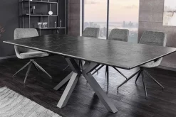 Ausziehbarer Esstisch ETERNITY 160-200cm graphit grau Keramik schwarz Metall