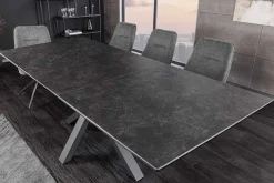 Ausziehbarer Esstisch ETERNITY 160-200cm graphit grau Keramik schwarz Metall