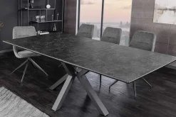 Ausziehbarer Esstisch ETERNITY 160-200cm graphit grau Keramik schwarz Metall