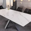 Ausziehbarer Esstisch ETERNITY 160-200cm weiß Keramik schwarz Metall