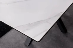 Ausziehbarer Esstisch ETERNITY 160-200cm weiß Keramik schwarz Metall
