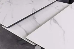 Ausziehbarer Esstisch ETERNITY 160-200cm weiß Keramik schwarz Metall
