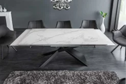 Ausziehbarer Esstisch EUPHORIA 180-220-260cm Marmor weiß Keramik made in Italy