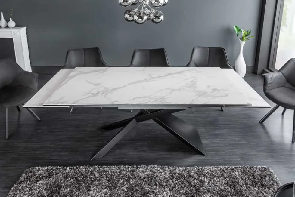 Ausziehbarer Esstisch EUPHORIA 180-220-260cm Marmor weiß Keramik made in Italy