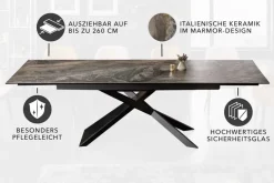 Ausziehbarer Esstisch EUPHORIA 180-220-260cm taupe anthrazit Keramik made in Italy