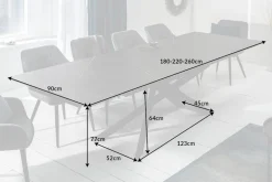 Ausziehbarer Esstisch EUPHORIA 180-220-260cm Graphit Keramik made in Italy