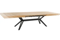 Ausziehbarer Esstisch GIANT 200-320cm natur Eiche schwarz Metall