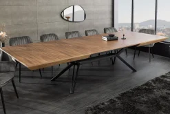 Ausziehbarer Esstisch GIANT 200-320cm natur Walnuss schwarz Metall