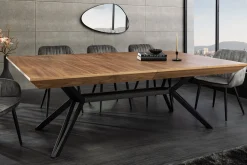 Ausziehbarer Esstisch GIANT 200-320cm natur Walnuss schwarz Metall