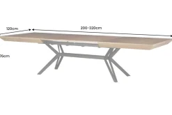 Ausziehbarer Esstisch GIANT 200-320cm natur Walnuss schwarz Metall