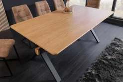 Ausziehbarer Esstisch GIANT 180-300cm natur Eiche schwarz Metall X-Gestell