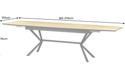 Ausziehbarer Esstisch GRANDEZZA 180-270cm natur Eiche schwarz Metall
