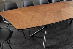 Ausziehbarer Esstisch GRANDEZZA 180-270cm natur Walnuss schwarz Metall
