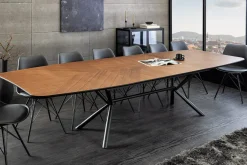 Ausziehbarer Esstisch GRANDEZZA 180-270cm natur Walnuss schwarz Metall