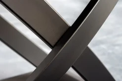 Ausziehbarer Esstisch INCEPTION 130-190cm weiß Marmor Keramik schwarzes Metallgestell