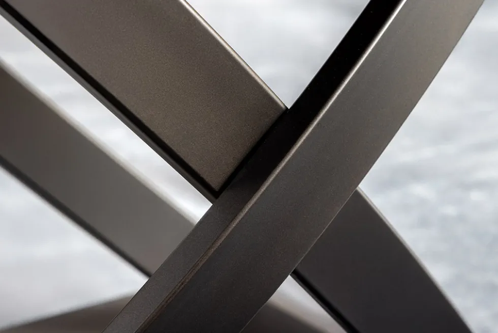 Ausziehbarer Esstisch INCEPTION 130-190cm weiß Marmor Keramik schwarzes Metallgestell