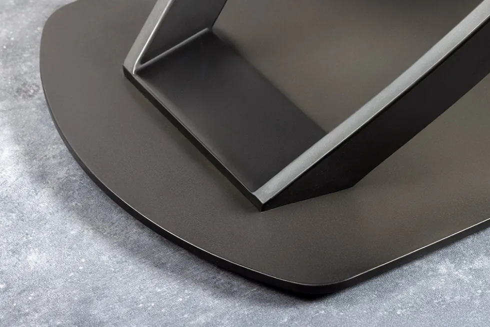 Ausziehbarer Esstisch INCEPTION 130-190cm weiß Marmor Keramik schwarzes Metallgestell