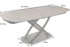 Ausziehbarer Esstisch INCEPTION 130-190cm rost oval Keramik bronze Gestell