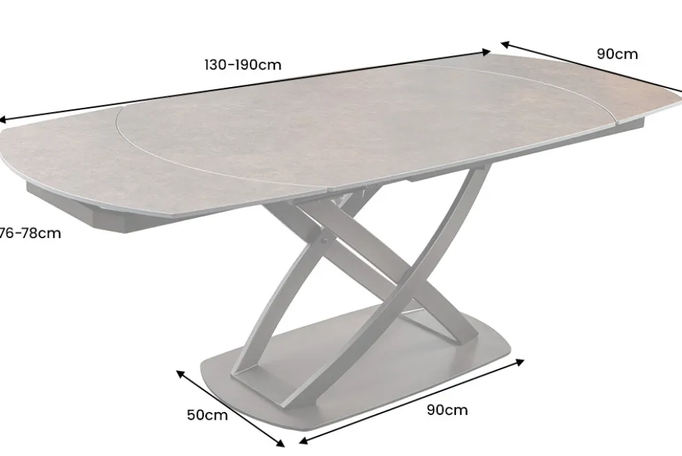 Ausziehbarer Esstisch INCEPTION 130-190cm rost oval Keramik bronze Gestell