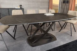 Ausziehbarer Esstisch INCEPTION 130-190cm rost oval Keramik bronze Gestell
