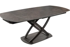 Ausziehbarer Esstisch INCEPTION 130-190cm rost oval Keramik bronze Gestell