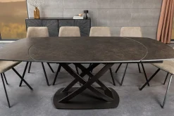 Ausziehbarer Esstisch INCEPTION 130-190cm rost oval Keramik bronze Gestell