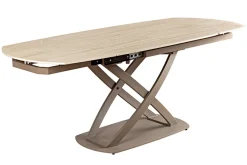 Ausziehbarer Esstisch INCEPTION 130-190cm oval Travertin Keramik champagner greige