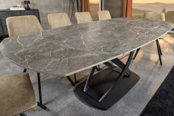 Ausziehbarer Esstisch INCEPTION 130-190cm anthrazit oval Keramik schwarz Metall