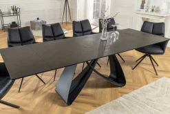 Ausziehbarer Esstisch INFINITY 180-260cm rost Keramik Marmor schwarz Metall